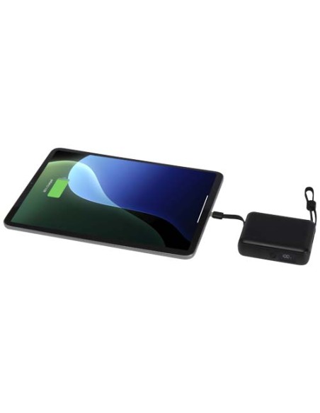 Power bank per tablet da 10.000 mAh e 35 W con cavo Tipo-C integrato in plastica riciclata Acrux