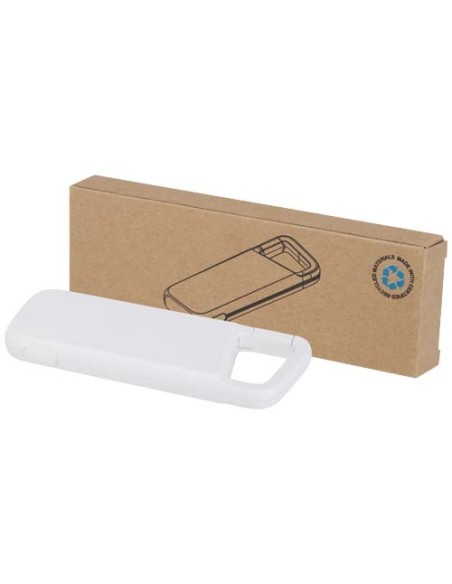 Power bank impermeabile in plastica riciclata da 5.000 mAh e 12 W con moschettone Alkes