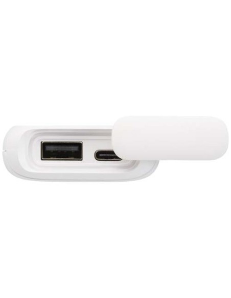 Power bank impermeabile in plastica riciclata da 5.000 mAh e 12 W con moschettone Alkes