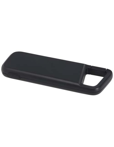 Power bank impermeabile in plastica riciclata da 5.000 mAh e 12 W con moschettone Alkes
