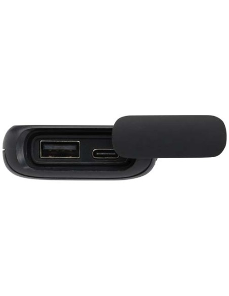 Power bank impermeabile in plastica riciclata da 5.000 mAh e 12 W con moschettone Alkes