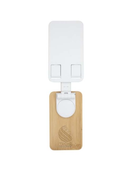 Supporto per telefono da tavolo pieghevole in plastica riciclata con dettagli in bambù Alfirk Supporto per telefono da tavolo pieghevole in plastica riciclata con dettagli in bambù Alfirk