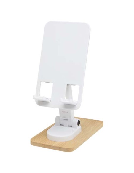 Supporto per telefono da tavolo pieghevole in plastica riciclata con dettagli in bambù Alfirk Supporto per telefono da tavolo pieghevole in plastica riciclata con dettagli in bambù Alfirk