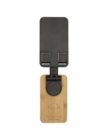 Supporto per telefono da tavolo pieghevole in plastica riciclata con dettagli in bambù Alfirk Supporto per telefono da tavolo pieghevole in plastica riciclata con dettagli in bambù Alfirk