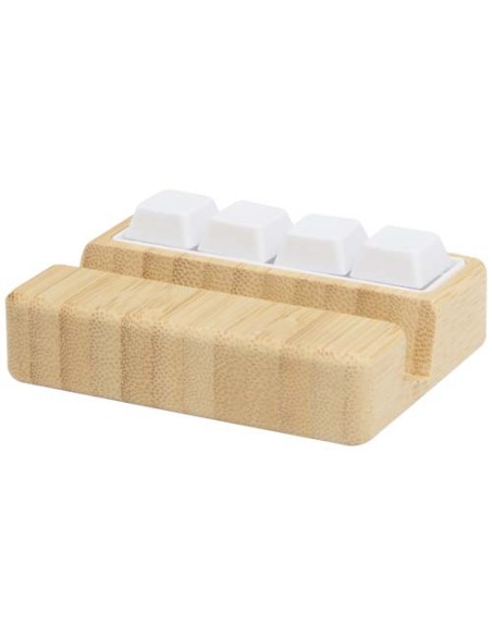Supporto per telefono in plastica riciclata e giocattolo antistress con dettagli in bambù Algol Supporto per telefono in plastica riciclata e giocattolo antistress con dettagli in bambù Algol
