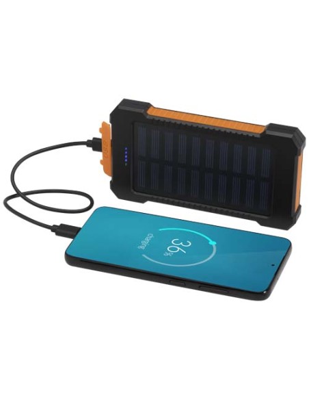 Robusto power bank a energia solare da 5.000 mAh e 10 W in plastica riciclata con torcia incorporata Altair