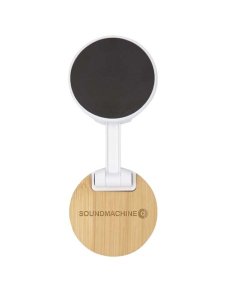 Supporto magnetico per telefono pieghevole in plastica riciclata con dettagli in bambù Alcor Supporto magnetico per telefono pieghevole in plastica riciclata con dettagli in bambù Alcor