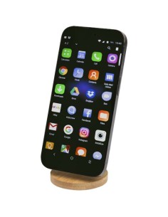 Supporto magnetico per telefono pieghevole in plastica riciclata con dettagli in bambù Alcor