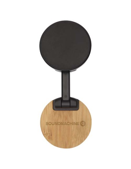 Supporto magnetico per telefono pieghevole in plastica riciclata con dettagli in bambù Alcor Supporto magnetico per telefono pieghevole in plastica riciclata con dettagli in bambù Alcor