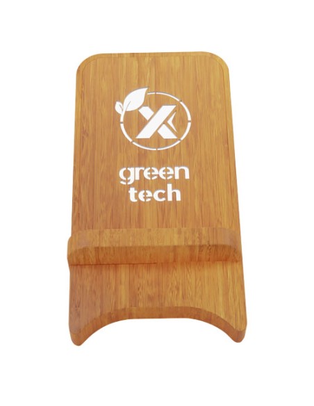 Supporto per telefono in legno con ricarica wireless da 10 W e logo luminoso SCX.design W26 Supporto per telefono in legno con ricarica wireless da 10 W e logo luminoso SCX.design W26