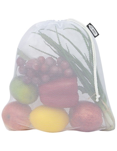 Set di 3 sacchetti per frutta e verdura in poliestere riciclato.