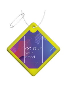 Gancio catarifrangente piccolo a forma di rombo con catenella in PVC RFX™