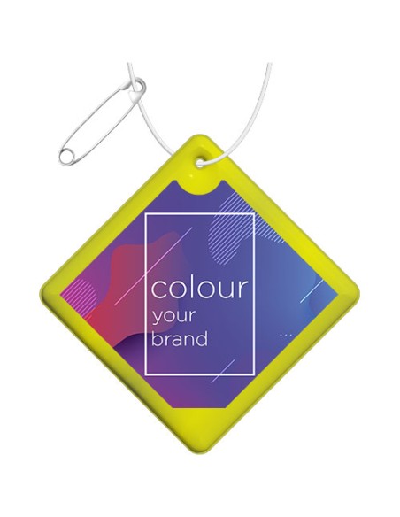 Gancio catarifrangente piccolo a forma di rombo con catenella in PVC RFX™