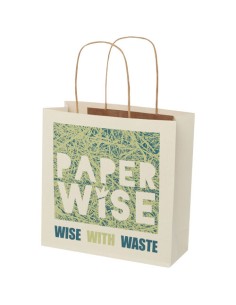 Shopper in carta da 150g/m2 realizzato con scarti agricoli con manici intrecciati - 24 x 9 x 24 cm