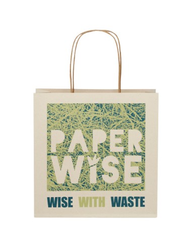 Shopper in carta da 150g/m2 realizzato con scarti agricoli con manici intrecciati - 24 x 9 x 24 cm