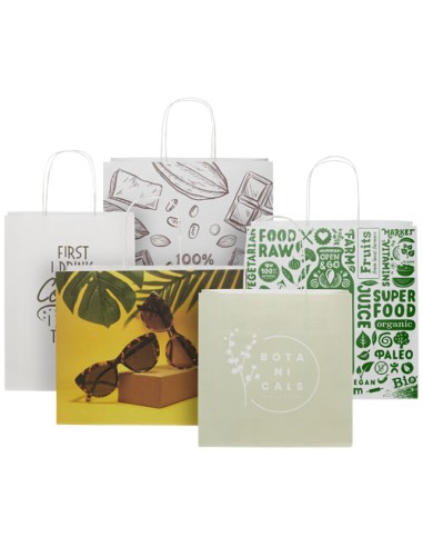 Shopper in carta kraft da 120g/m2 con manici intrecciati - 24 x 9 x 24 cm