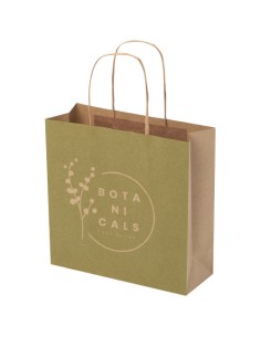 Shopper in carta kraft da 120g/m2 con manici intrecciati - 24 x 9 x 24 cm
