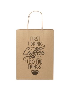 Shopper in carta kraft da 120g/m2 con manici intrecciati - 24 x 9 x 32 cm