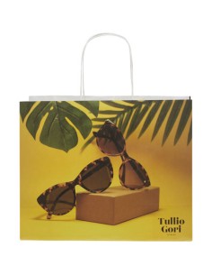 Shopper in carta kraft da 120g/m2 con manici intrecciati - 31 x 12 x 25 cm
