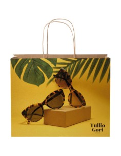 Shopper in carta kraft da 120g/m2 con manici intrecciati - 31 x 12 x 25 cm