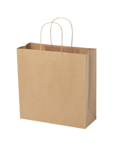 Shopper in carta kraft da 120g/m2 con manici intrecciati - 31 x 12 x 31 cm
