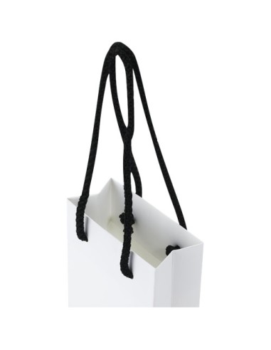 Sacchetto in carta integra da 170 g/m2 realizzato a mano con manici in cordino di plastica - 9,5 x 4 x 17 cm