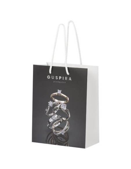 Sacchetto in carta integra da 170 g/m2 realizzato a mano con manici in cordino di plastica - 18 x 9 x 23 cm