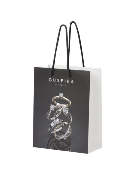 Sacchetto in carta integra da 170 g/m2 realizzato a mano con manici in cordino di plastica - 18 x 9 x 23 cm