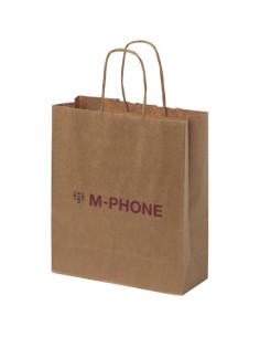 Sacchetto in carta kraft da 80 g/m2  con manici intrecciati - 18 x 8 x 21 cm