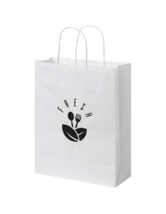 Sacchetto in carta kraft da 80 g/m2 con manici intrecciati - 25 x 11 x 32 cm