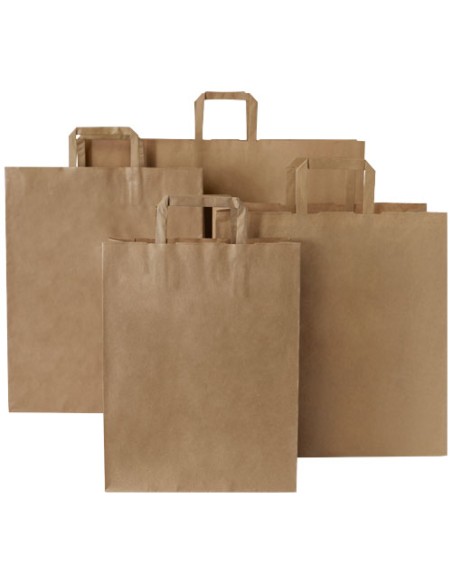 Sacchetto in carta kraft da 80-90 g/m2 con manici piatti - 32 x 12 x 40 cm