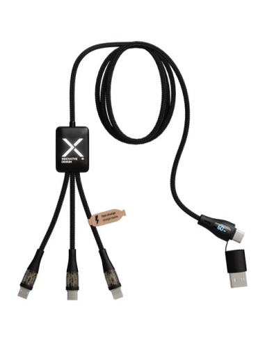 Cavo di ricarica rapida 5 in 1 in PET riciclato da 60 W con display SCX.design C51
