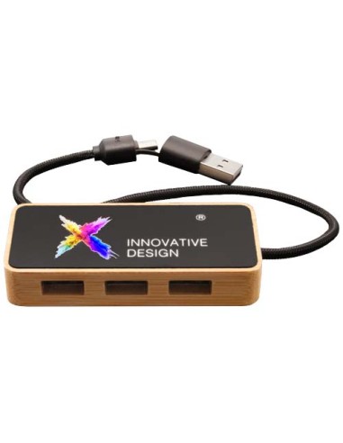 Hub USB 8 in 1 in legno con doppio ingresso e 6 porte SCX.design H21
