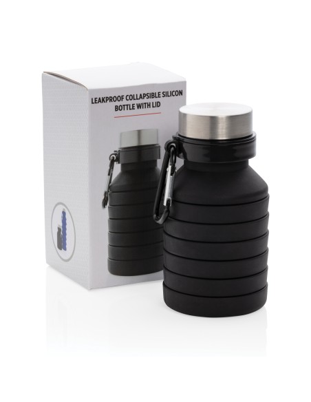 Bottiglia pieghevole in silicone con tappo