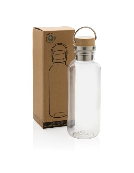 Bottiglia rPET RCS con manico e tappo in bambù 680ml