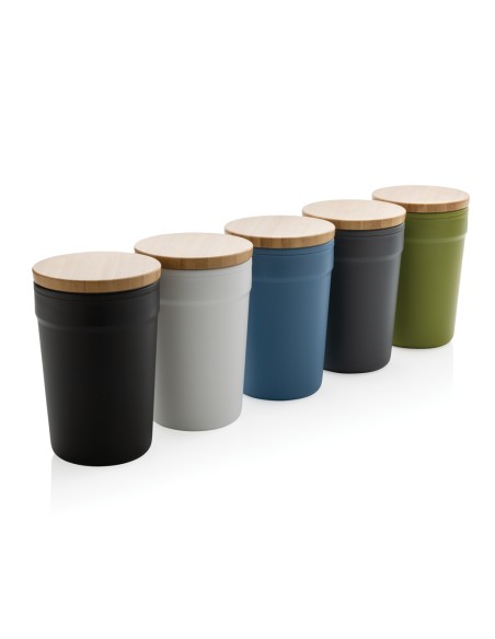 Tazza in rPP GRS con tappo in bambù