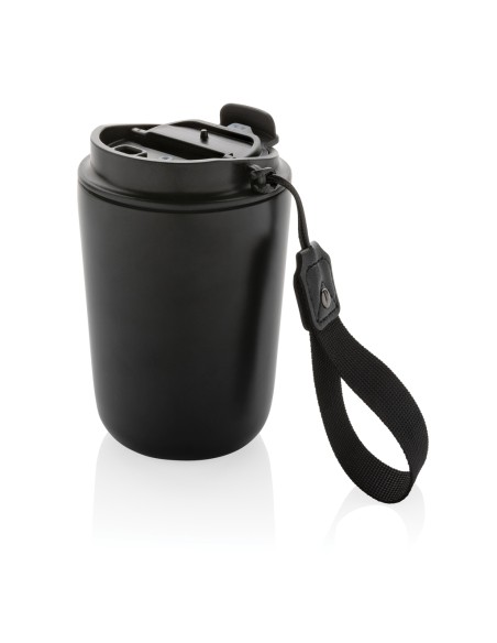 Tazza termica Cuppa in acciaio riciclato con laccio da collo