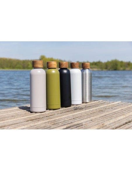 Bottiglia termica Wood in acciaio riciclato  certificato RCS