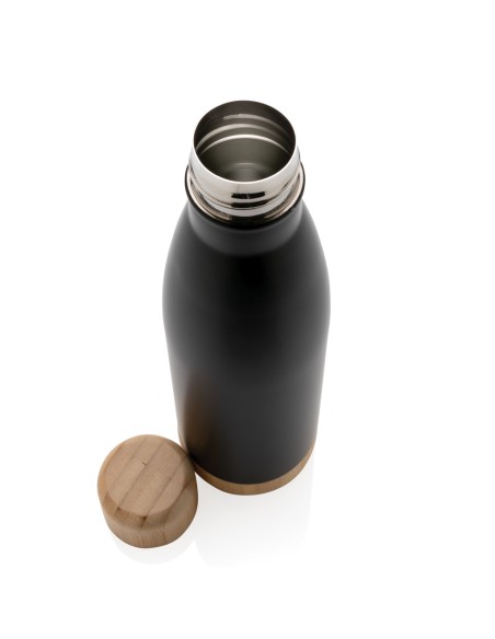 Bottiglia termica in acciaio con tappo e fondo in bambù