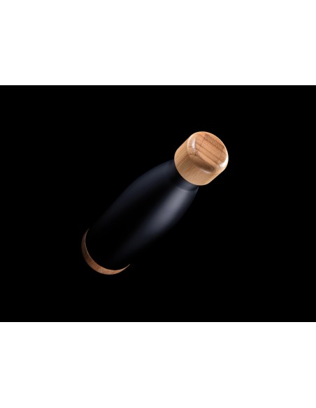 Bottiglia termica in acciaio con tappo e fondo in bambù