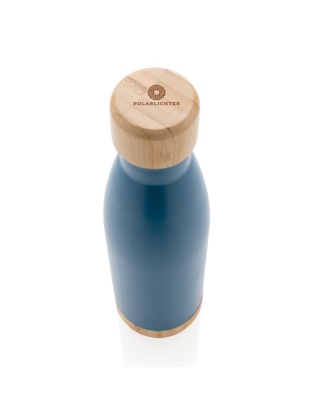 Bottiglia termica in acciaio con tappo e fondo in bambù