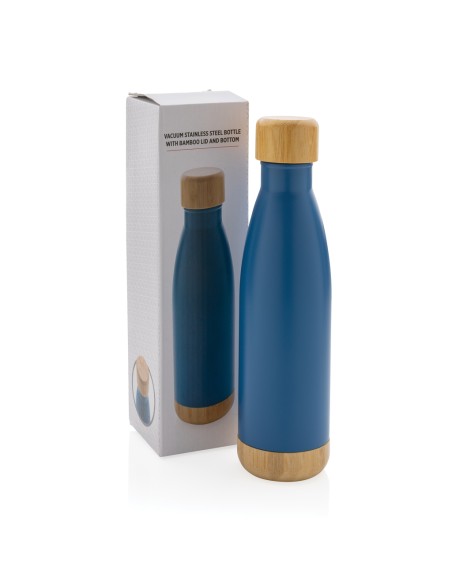 Bottiglia termica in acciaio con tappo e fondo in bambù