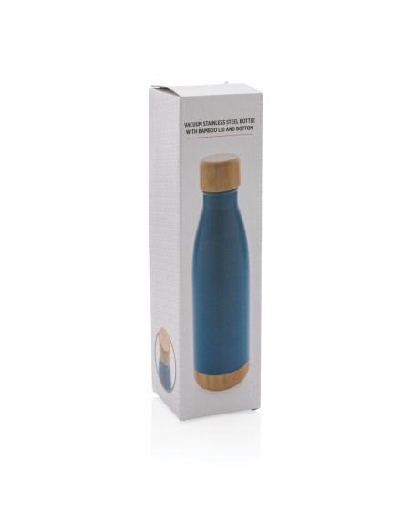 Bottiglia termica in acciaio con tappo e fondo in bambù