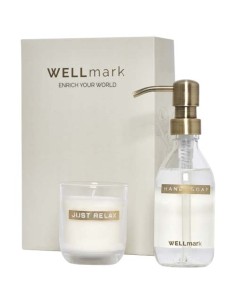 Set di dispenser di sapone per le mani da 250 ml e candela profumata da 150 g Wellmark Discovery