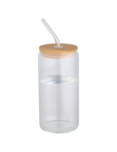 Contenitore a parete singola in vetro borosilicato con coperchio in bambù da 500 ml Mirage