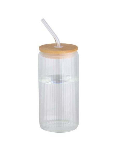 Contenitore a parete singola in vetro borosilicato con coperchio in bambù da 500 ml Mirage