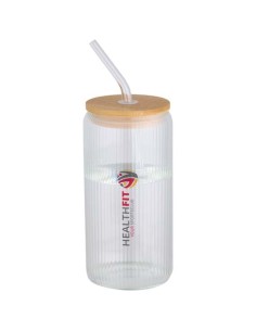 Contenitore a parete singola in vetro borosilicato con coperchio in bambù da 500 ml Mirage