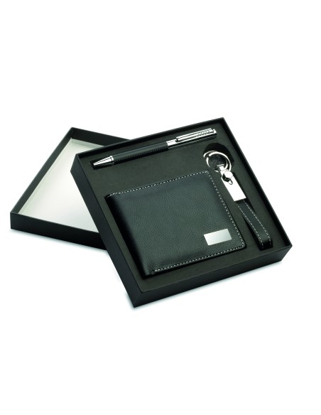 Portafogli, portachiavi, penna