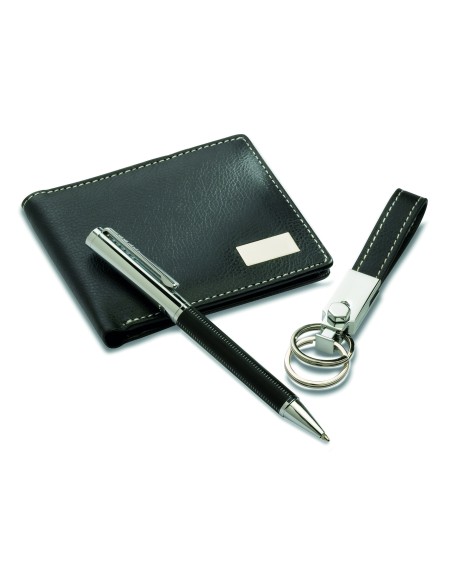 Portafogli, portachiavi, penna