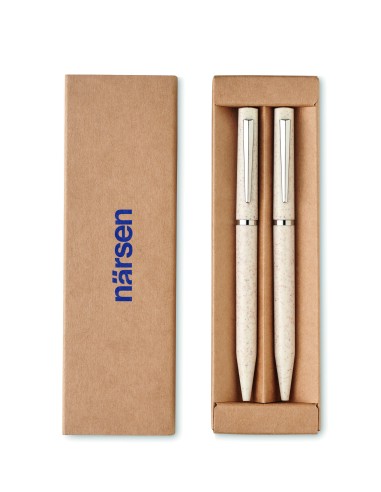 Set di penne a rotazione in paglia